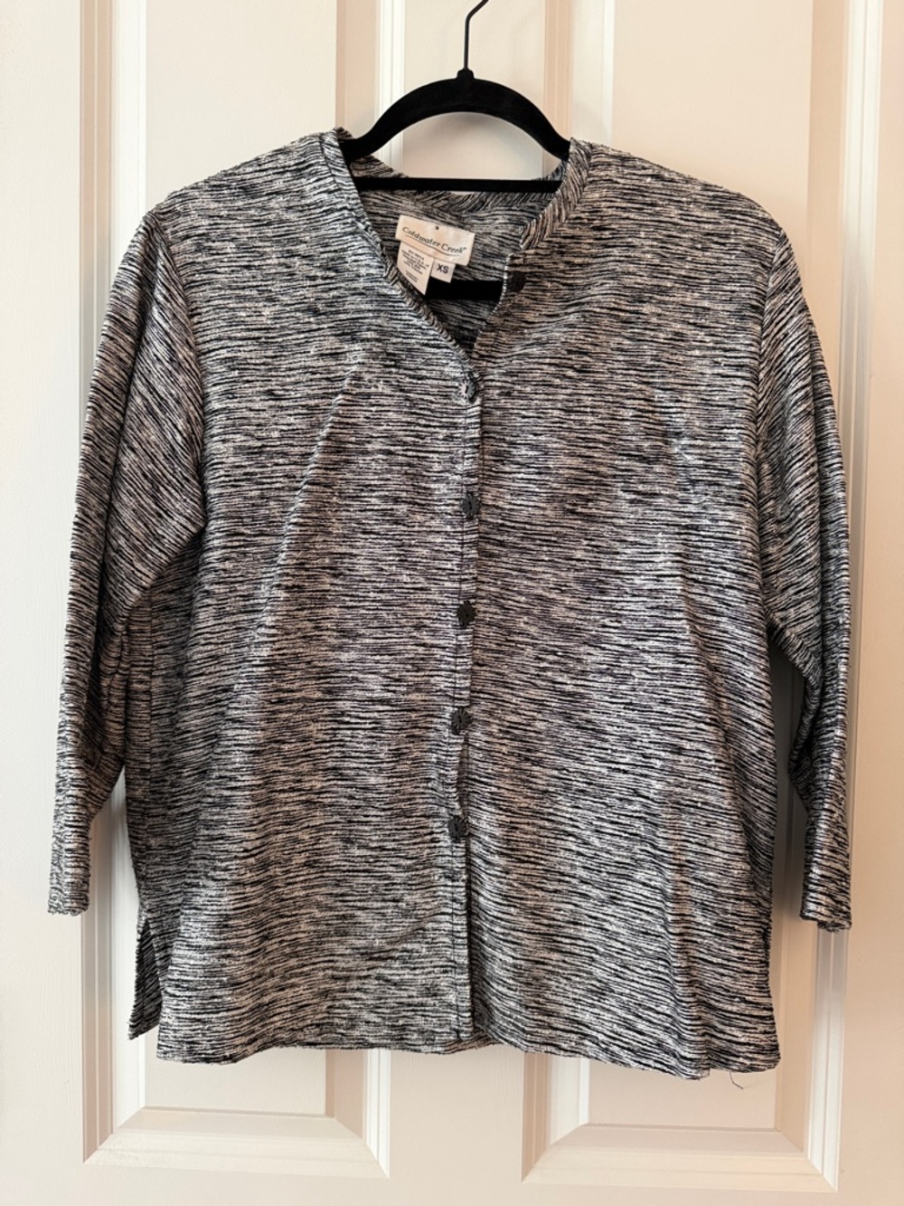 Cold Water Creek  Marled Black and White Button-Up Top. XS